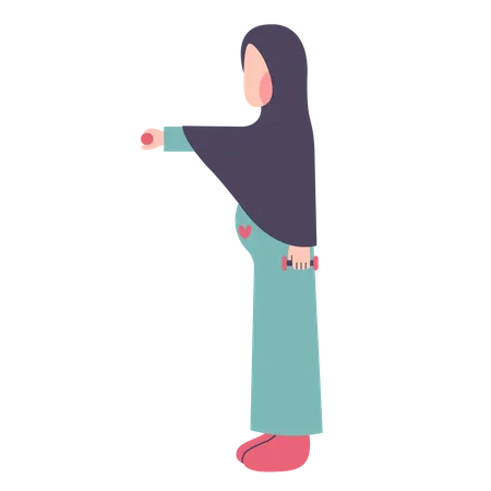 Pregnant Hijab Mother Exercising Illustration