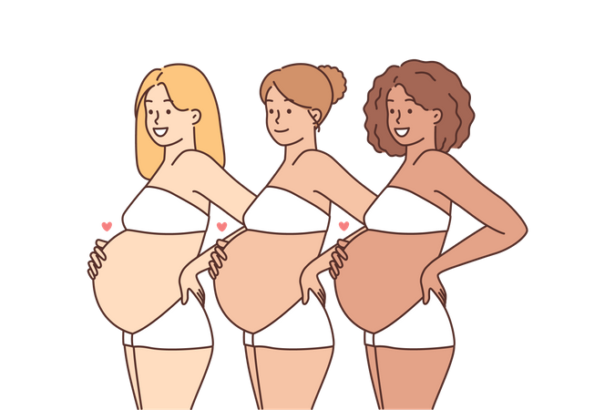 Pregnant ladies standing pose  Illustration