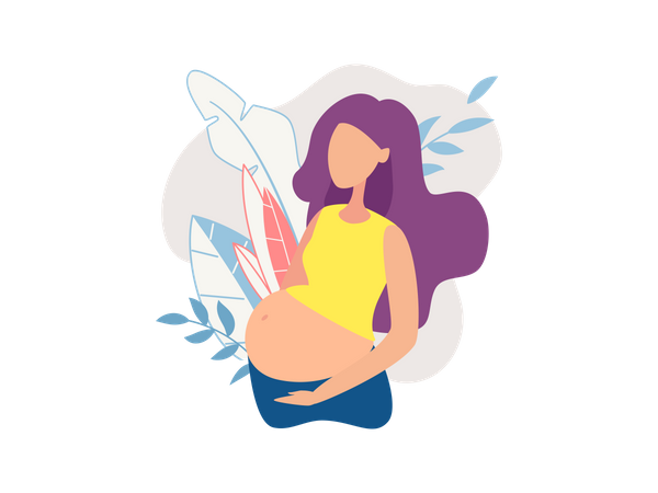 Premium Pregnant lady Illustration download in PNG & Vector format