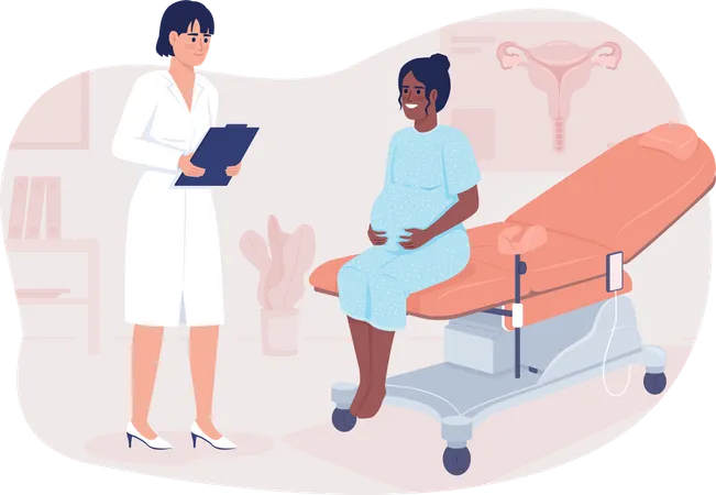 Pregnant lady and gynecologist  Illustration