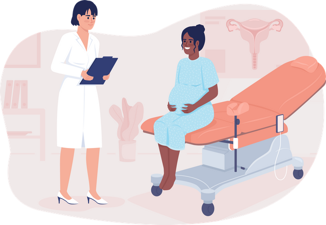 Pregnant lady and gynecologist  Illustration