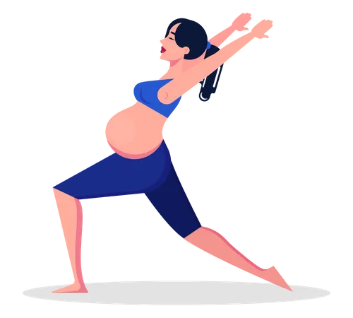 Yoga For Pregnant Woman Concept Fitness And Sport During Pregnancy Healthy Lifestyle And Relaxation Crescent Lunge Isolated Vector Illustration In Cartoon Style Illustration