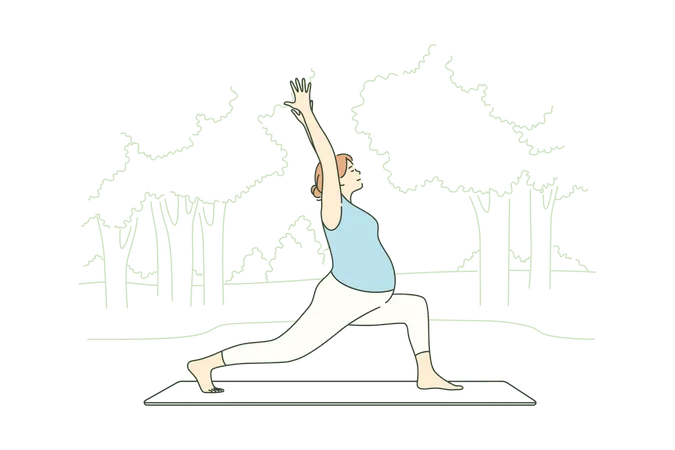 Pregnant lady doing yoga  Illustration