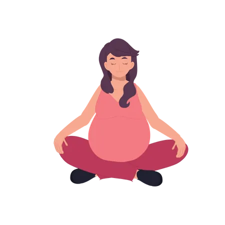 Pregnant lady doing yoga  Illustration