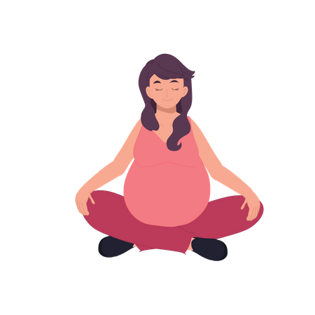 Pregnant lady doing yoga  Illustration