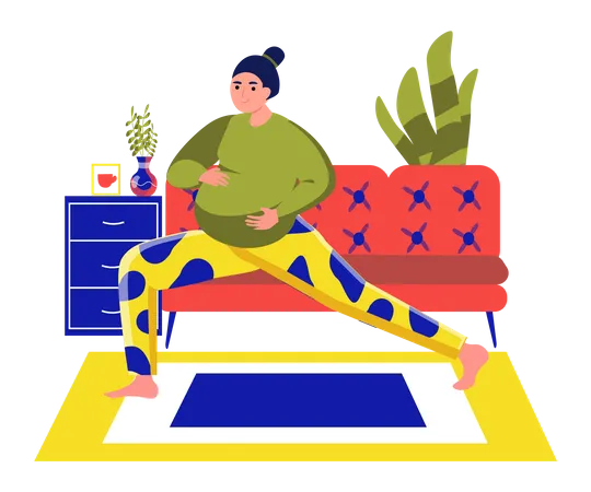 Pregnant lady doing yoga  Illustration