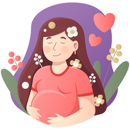 Pregnant lady feel her child  Illustration