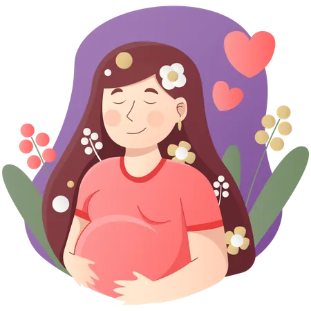 Pregnant lady feel her child  Illustration