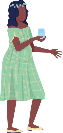 Pregnant Lady holding Drink  Illustration