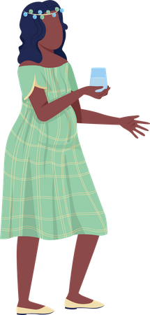 Pregnant Lady holding Drink  Illustration