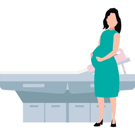 The Pregnant Lady Is Standing Illustration