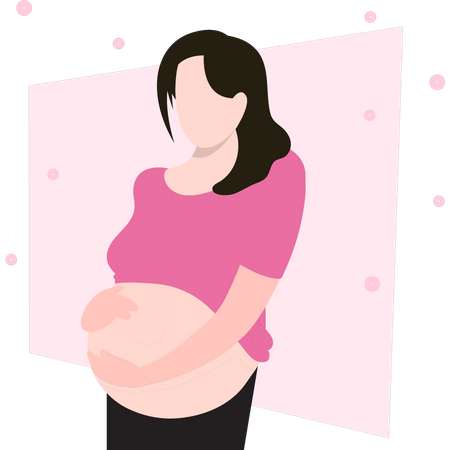 Pregnant lady is standing Illustration