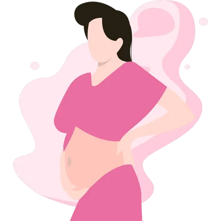 Pregnant lady is standing Illustration