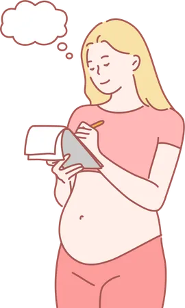 Pregnant lady is writing notes  Illustration