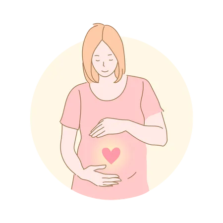 Pregnant lady love her motherhood  Illustration