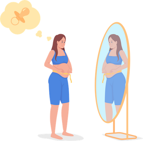 Pregnant Lady Measuring Baby Belly  Illustration