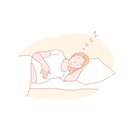 Pregnant lady sleeping on bed  イラスト