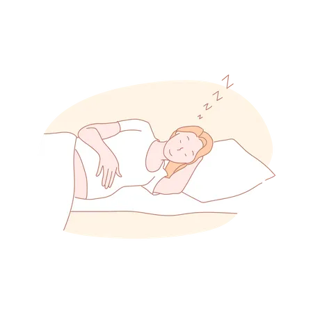 Pregnant lady sleeping on bed  イラスト