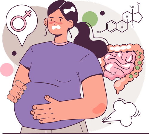 Pregnant lady suffers from stomach disorder  イラスト