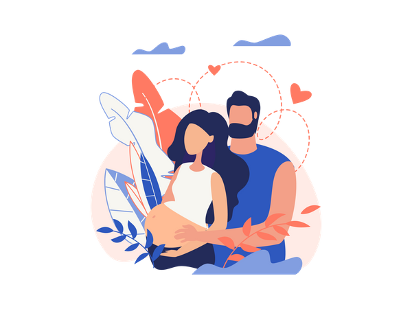 Pregnant lady with her husband  Illustration