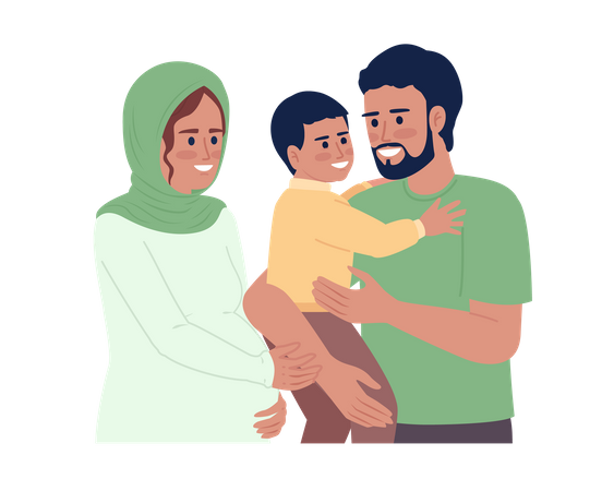 Pregnant mother and father carrying son  Illustration