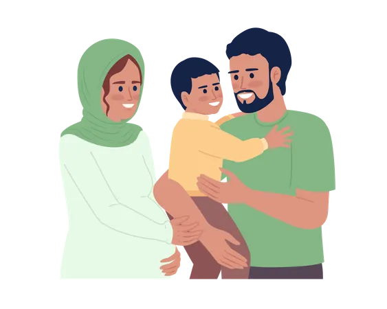 Pregnant mother and father carrying son  Illustration