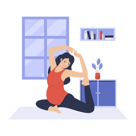 Pregnant mother in yoga pose  Illustration