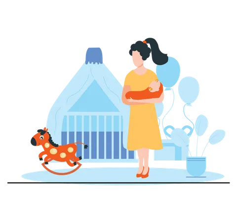 Pregnant mother making baby fall asleep Illustration