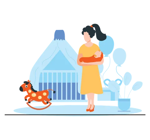 Pregnant mother making baby fall asleep  Illustration