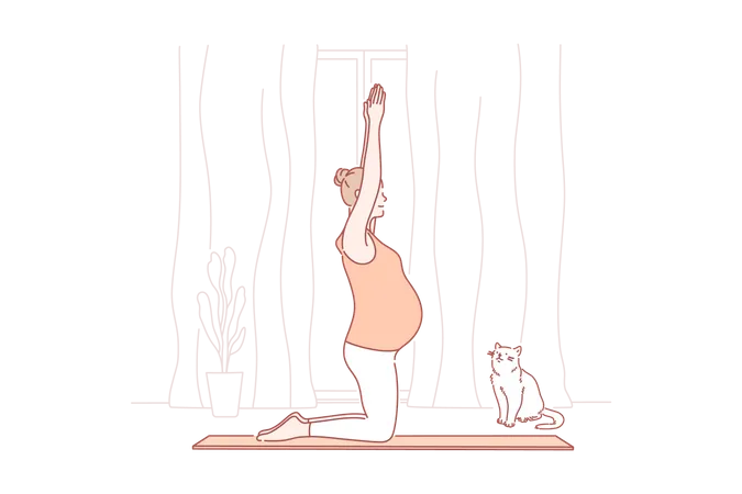 Pregnant mother practicing yoga  イラスト