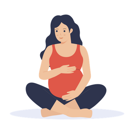 Pregnant mother taking care of baby by exercising Illustration