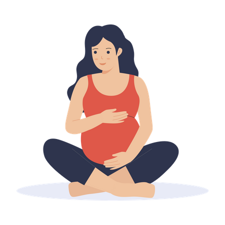 Pregnant mother taking care of baby by exercising  Illustration