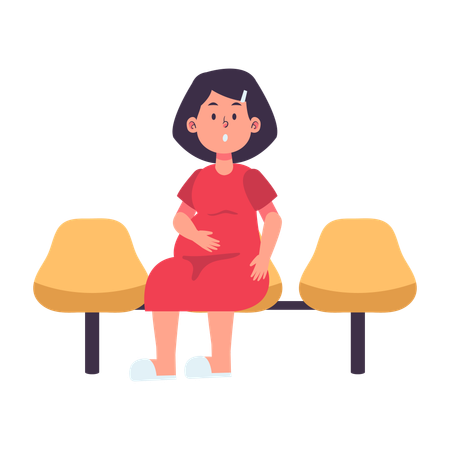 Pregnant Patient at Waiting Room  Illustration