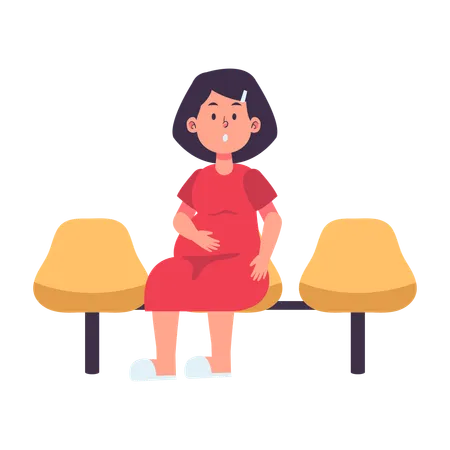 Pregnant Patient at Waiting Room  Illustration