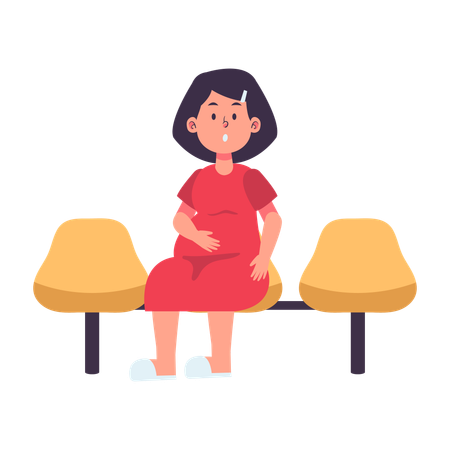 Pregnant Patient at Waiting Room  일러스트레이션