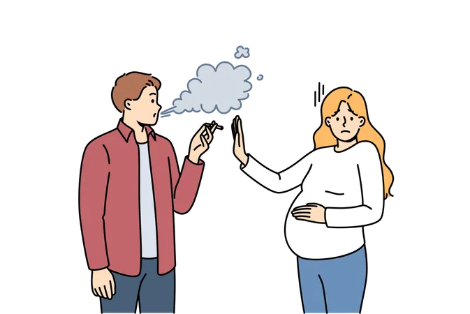 Pregnant wife orders husband to quit smoking  Illustration