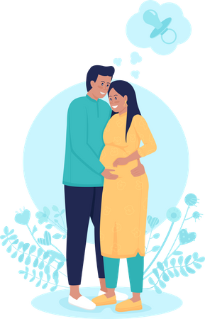 Pregnant wife with husband Illustration
