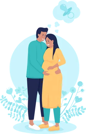Pregnant wife with husband  Illustration
