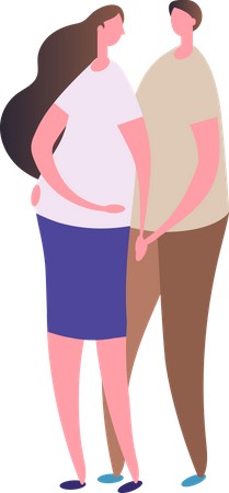Pregnant wife with husband Illustration