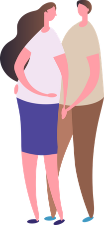 Pregnant wife with husband  Illustration