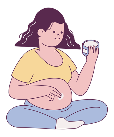 Pregnant Woman Applying Cream  Illustration