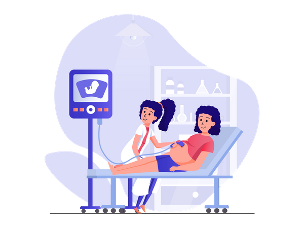Pregnant woman at hospital  Illustration