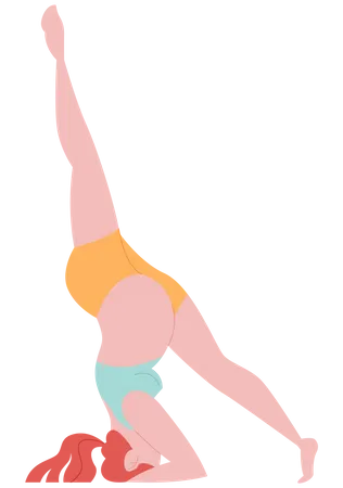 Pregnant woman balance body on hands Illustration
