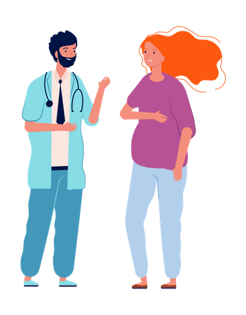 Pregnant woman consulting doctor  Illustration