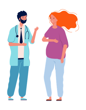 Pregnant woman consulting doctor  일러스트레이션