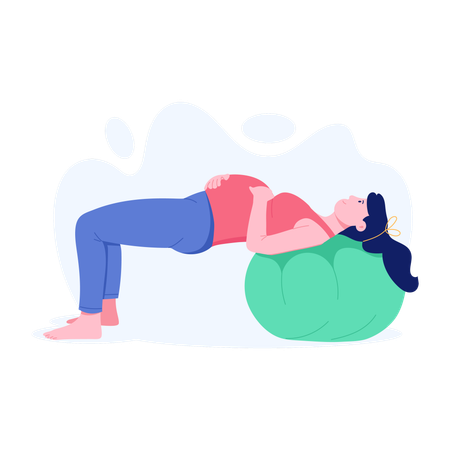 Pregnant woman doing Ball Exercise  Illustration