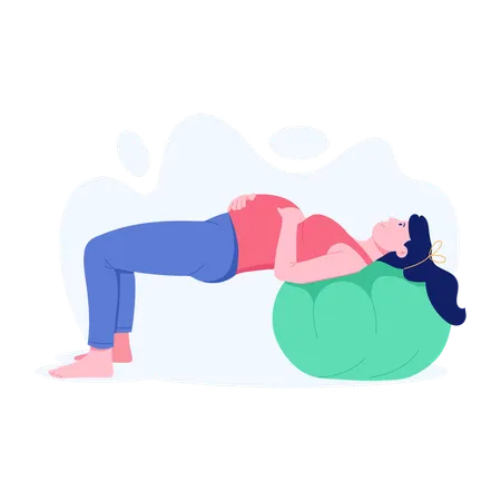 Pregnant woman doing Ball Exercise  Illustration