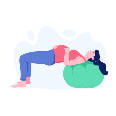 Pregnant woman doing Ball Exercise  Illustration