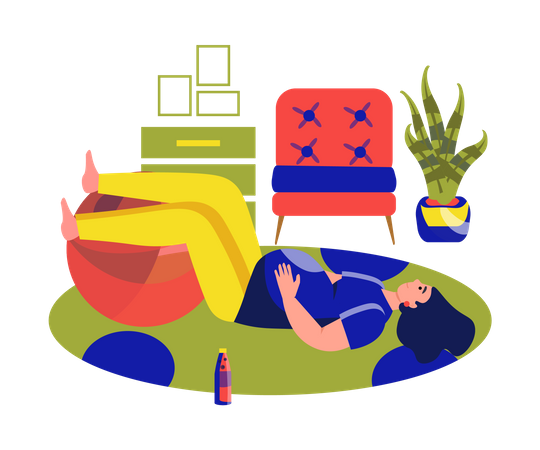 Pregnant woman doing ball exercise  Illustration