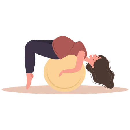 Pregnant Woman doing exercise using gym ball Illustration